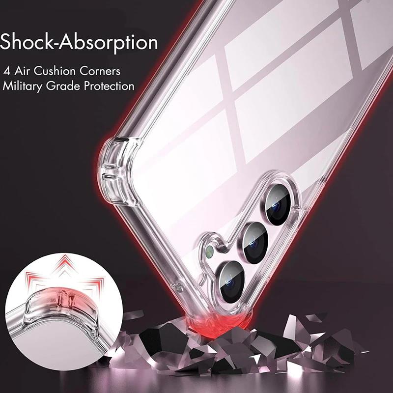 Shockproof Clear Case For Samsung Galaxy S25 S24 S23 S21 FE S22 Plus Ultra Silicone Soft Case For Samsung A56 A36 A54 A34 Cover