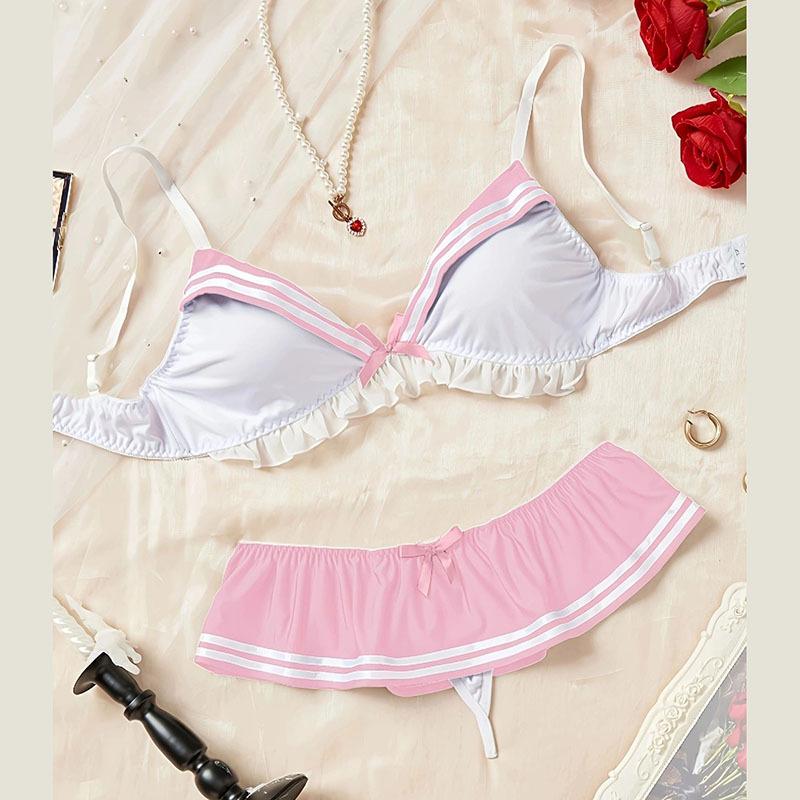 Japanese Blue White Cute Sexy Sailor Style Lingerie Set Sexy Uniform Lingerie Boudoir Photo Clothing Props Comfortable Fabric
