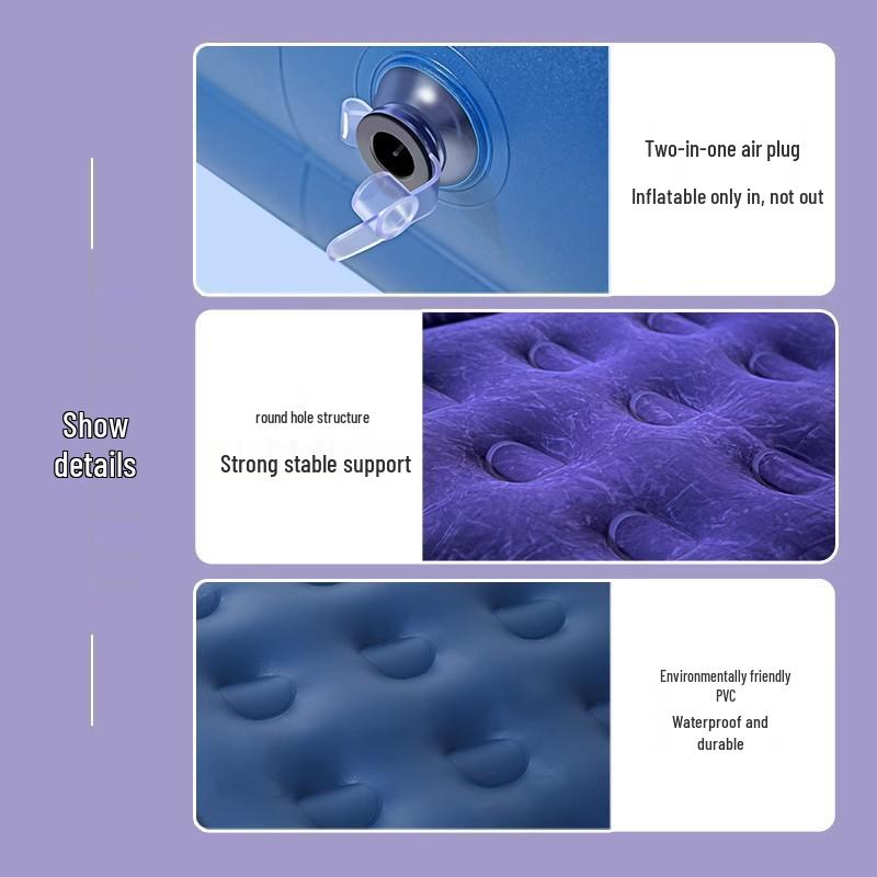 Portable Thickened Inflatable Mattress for Outdoor and Household Use, Single or Double, with Flocking Design