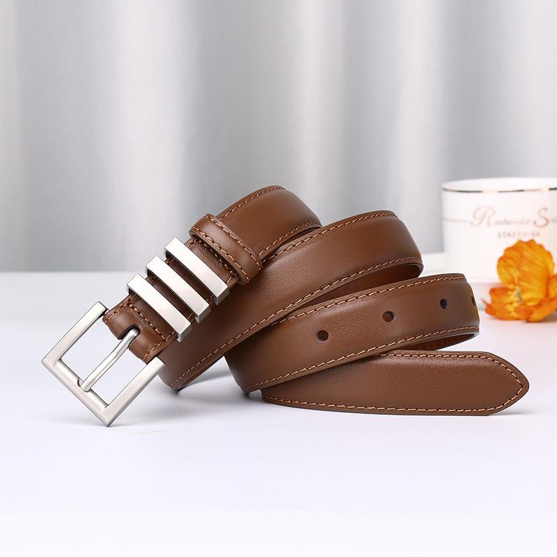 Women'S Leather Belt Women'S Korean Version Of Simple Fashion Trend Versatile Personality Pure Cowhide Pin Buckle Decorative Belt