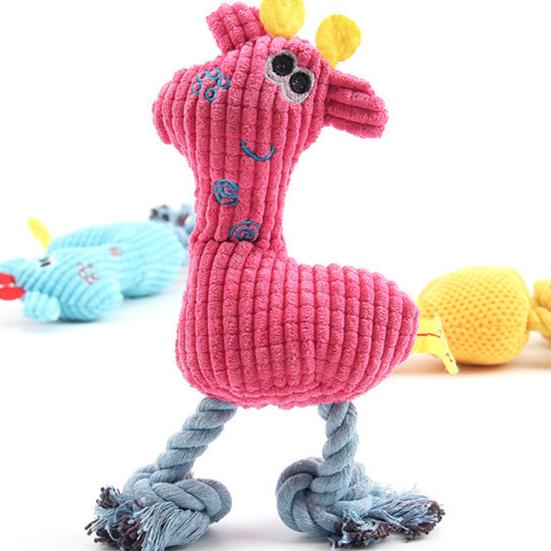 3 Pcs Squeaky Plush Dog Toy Stuffed Little Deer Shape Dog Chew Toys with Rope Ball Knot for Puppy Teething Training Boredom Relief