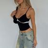 Summer New Women's Sexy V-neck Cami Top Color-block Lace Patchwork Striped Inner Tank Top for European American Y2K Girls
