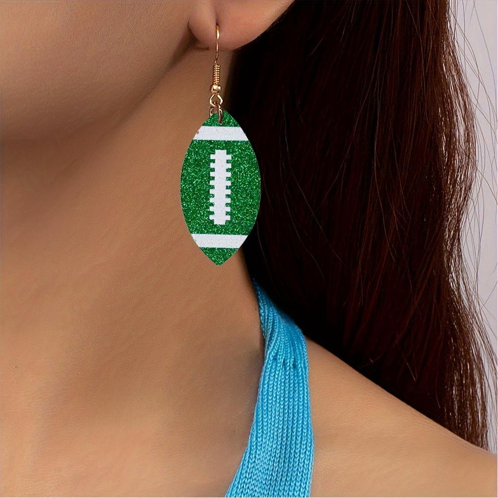 Ball Rugby Earrings Colorful Leather Earrings Hot Sale Creative New Fashion Acrylic Material