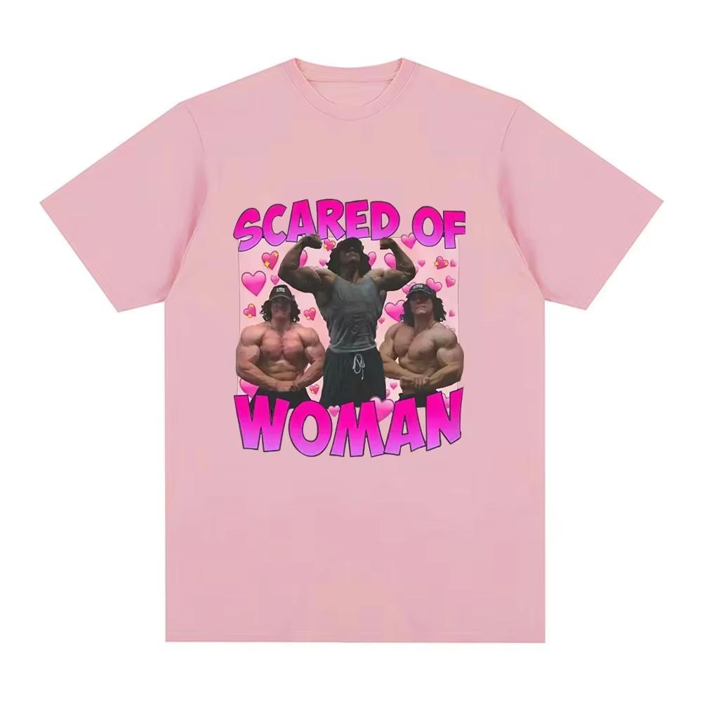

Sam Sulek Scared of Women T Shirt Humor Gym Fitness Lovers Graphic Tshirts Unisex Women Casual Oversized Shirt Aesthetic Clothes 4XL