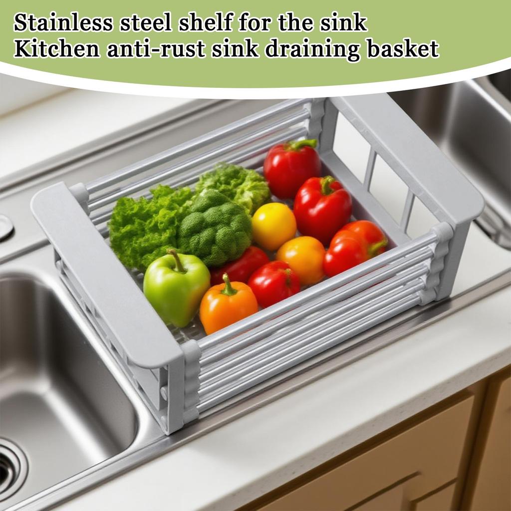 Stainless Steel Thickened Retractable Sink Drainer Rack