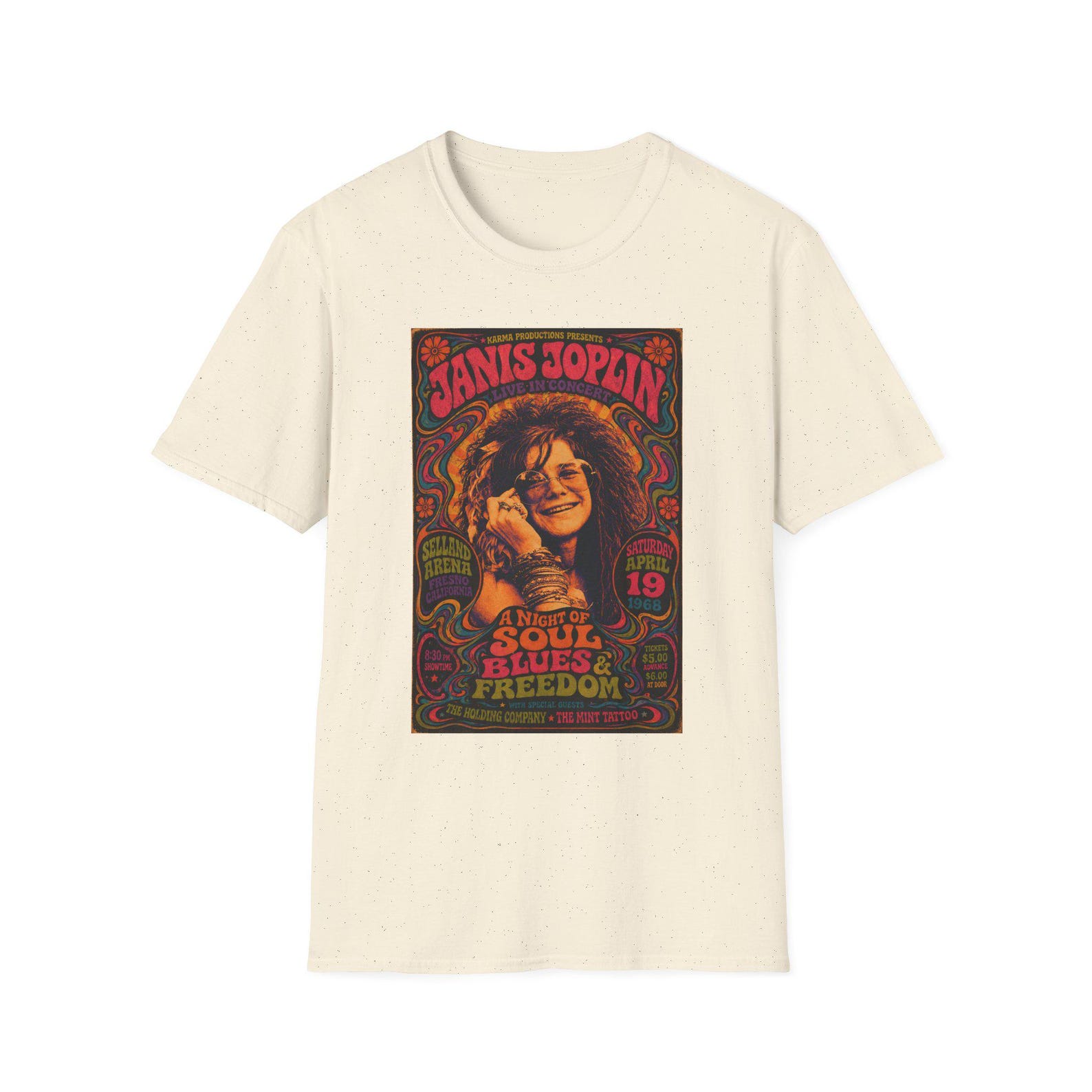 Janis Joplin Poster Art T-Shirt | Retro Psychedelic Concert Tee S