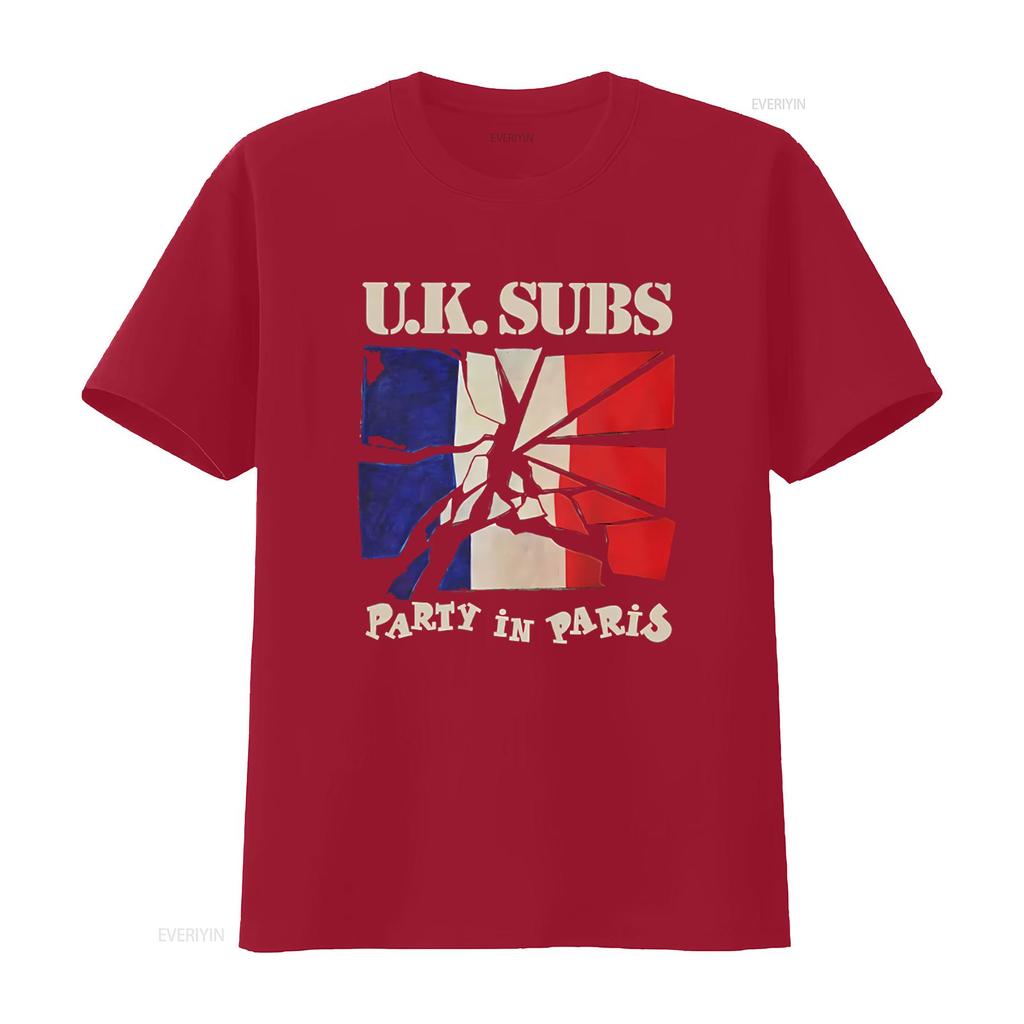 UK SUBS Party in Paris Print Black T Shirt for Men Large Size vintage Washed fashion Versatile streetwear Unisex graphic homme