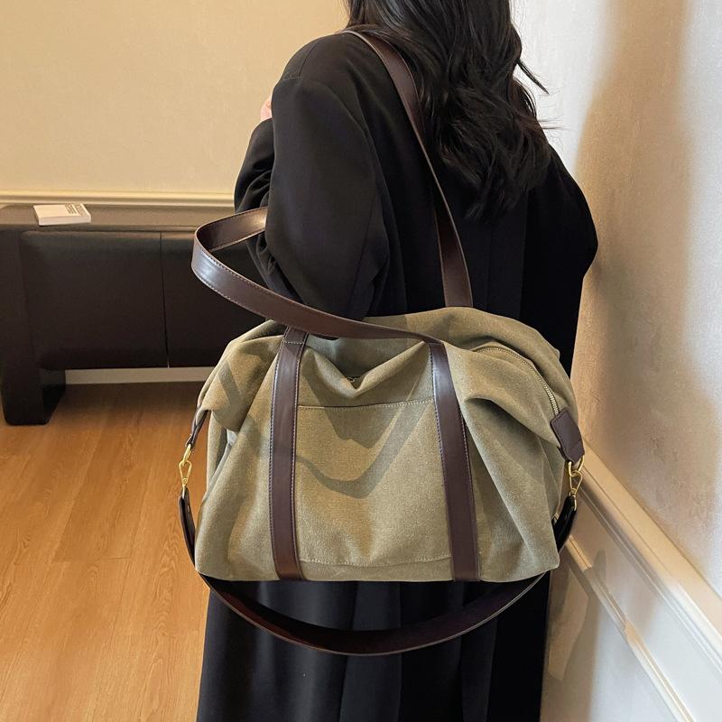 Literature and Leisure Large-capacity Handbag Bag Women's New Canvas Tote Bag 2025 Autumn and Winter Niche Fashion Messenger Bag