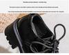 Women's 8cm Height-Increasing Leather Loafers - Chunky Heel, Lace-Up, Square Toe, Spring/Autumn Style
