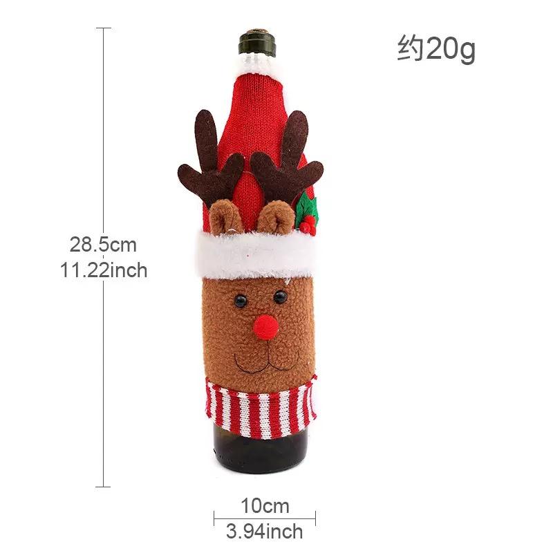 Creative Cute Christmas Wine Bottle Golden Velvet Dress Wine Bottle Covers Sleeve Santa Snowman Xmas Party Dinner Table Decor