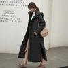 Winter New Women's Knee-Length Hooded Padded Coat Korean Style Slim Fit Thickened Cotton Parka