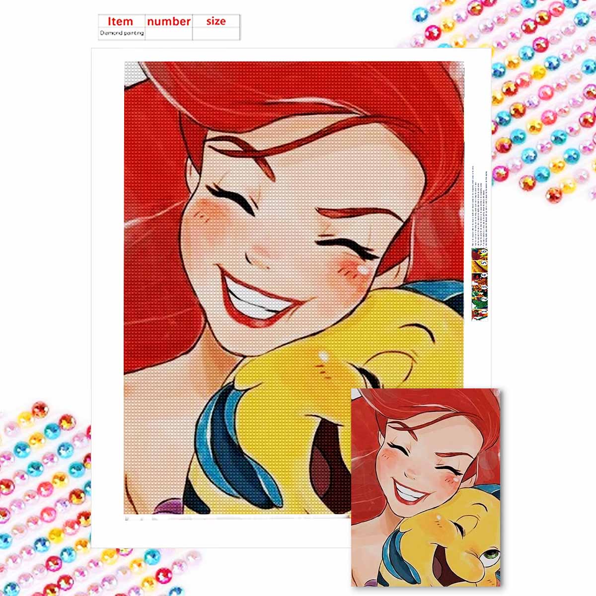 

Алмазная живопись своими руками Принцесса и Рыба Набор для вышивания крестом Мозаичное искусство Алмазная живопись Полная выкладка Алмаз Домашнее украшение Round 20x30cm