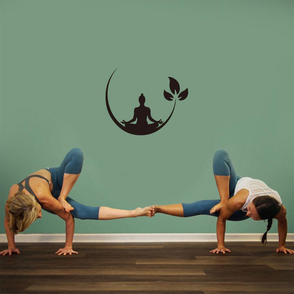 Fashion Yoga Lotus Pattern Wall Sticker Detachable Removable Carved Waterproof Decals For Smooth Interior Walls Window Mirror