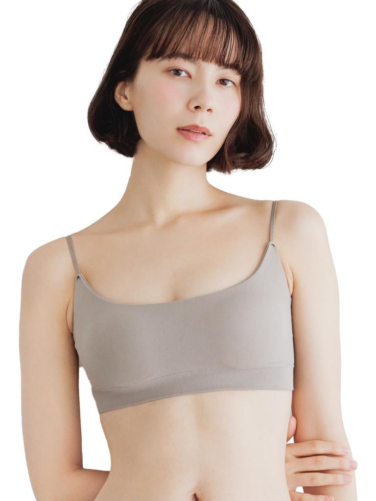 Night Can Be Set Sports Adjustable [Bambi Water] Bra, Non-Wired, Up, Daytime, Non-Wired, Bra, Bandeau, (Greige, LL)