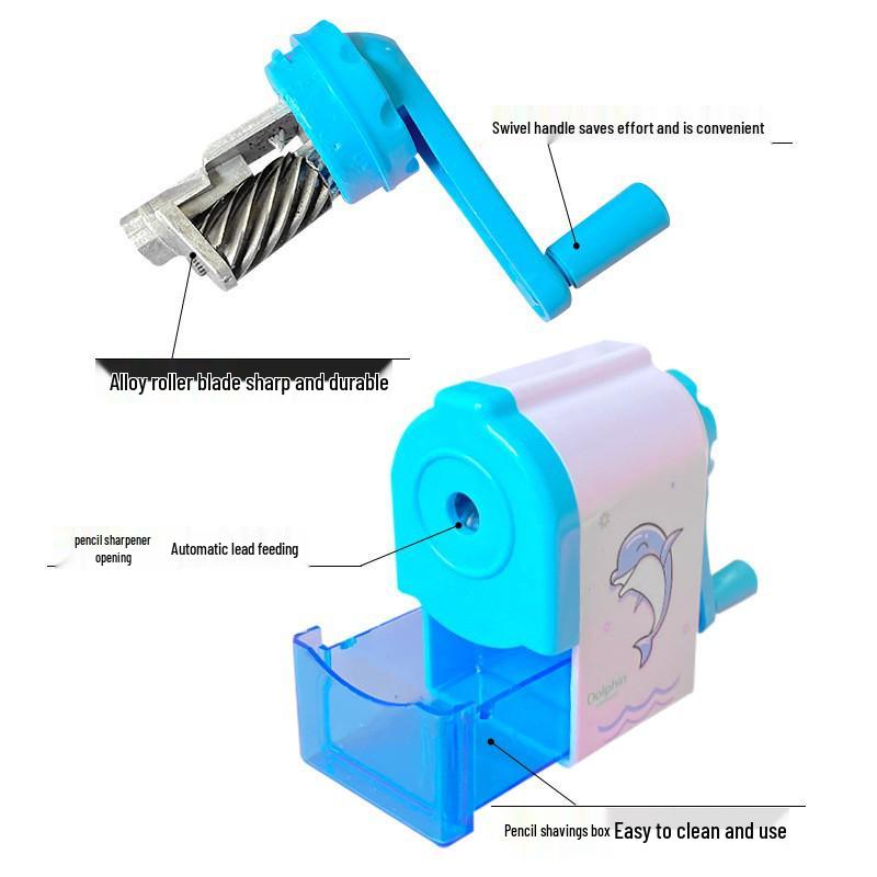 Portable Cartoon Hand-Crank Pencil Sharpener for Elementary Students - Single-Hole Stationery