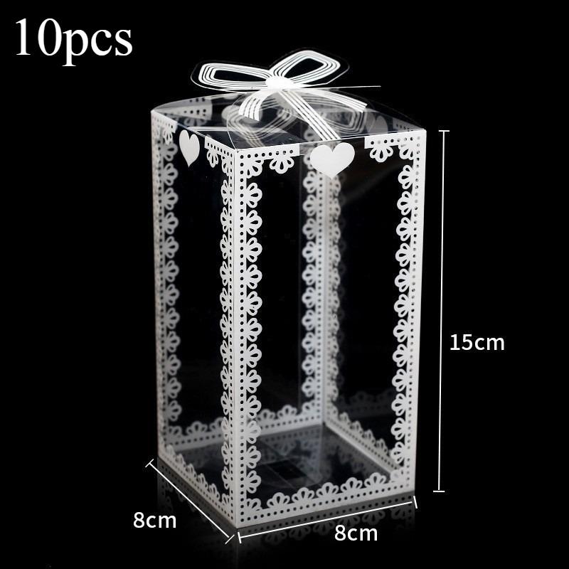 Transparente Plastik-Geschenkbox mit elegantem Band Quadratischer Aufbewahrungsbehälter Einfache Steckmontage Klebefreies Design Ideal für Weihnachten