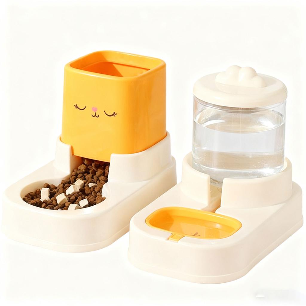 2-in-1 Pet Water Fountain & Feeder-Automatic Circulating Waterproof Plastic Bowl for Cats and Dogs