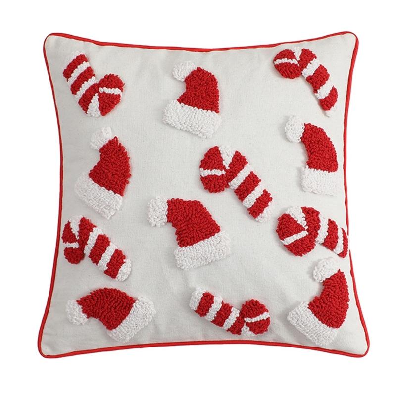 Warm Christmas Velvet Throw Pillow Case Pillow Cover for Home Decoration Unique Christmas Theme Embroidery 45 45cm