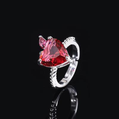 Temperamentvoller süßer Liebesring, Öffnung verstellbar, Mikro-eingelegter Diamantring, weiblicher Paraiba-farbiger Edelsteinring