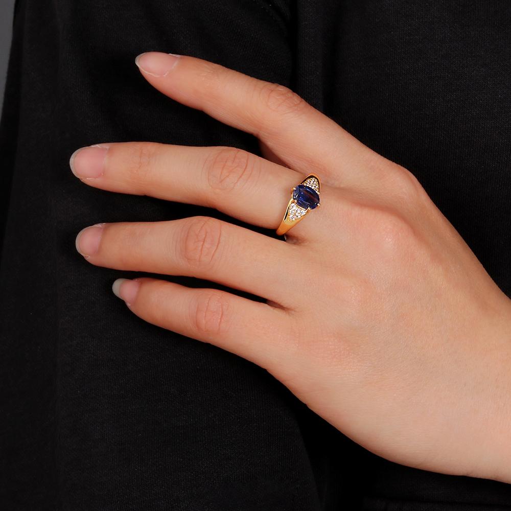 Elegant Vintage Natural Gemstone Blue Kyanite Sterling Silver Ring for Women Anniversaries and Engagement and Holiday Gifts