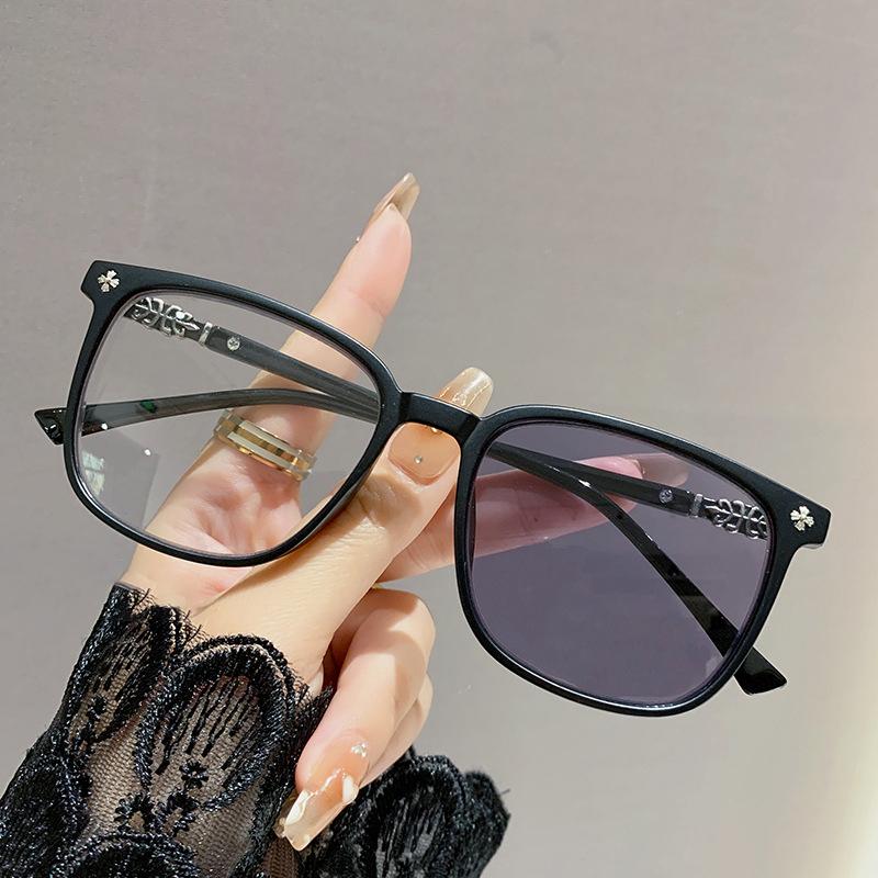 Anti-blue Light Tinted Glasses For Female Students - Popular Oversized Frame Glasses 6027