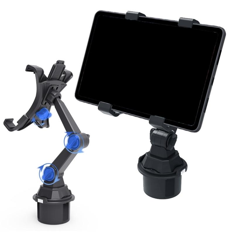 360° Rotatable Adjustable Car Cup Holder Stand For Pad Phone 11-22cm Devices Stable Mounting Easy Setups