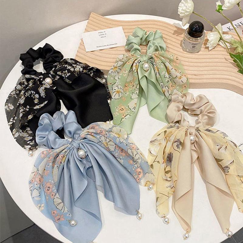 Schleifenknoten Haarband mit Perle Pferdeschwanz Haargummi Haarreif Haargummis