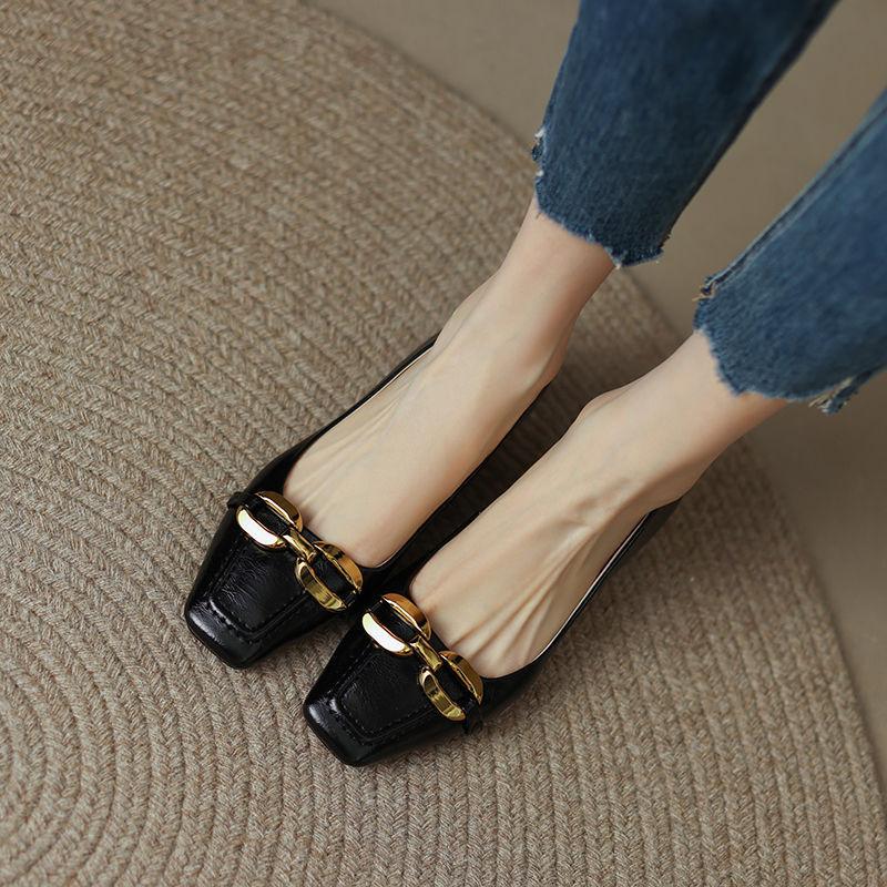 Medium Heel Square Head Small Heel Single Shoes Women's Spring and Summer 2025 New French Gentle Evening Breeze Shallow Mouth Foot Set High H