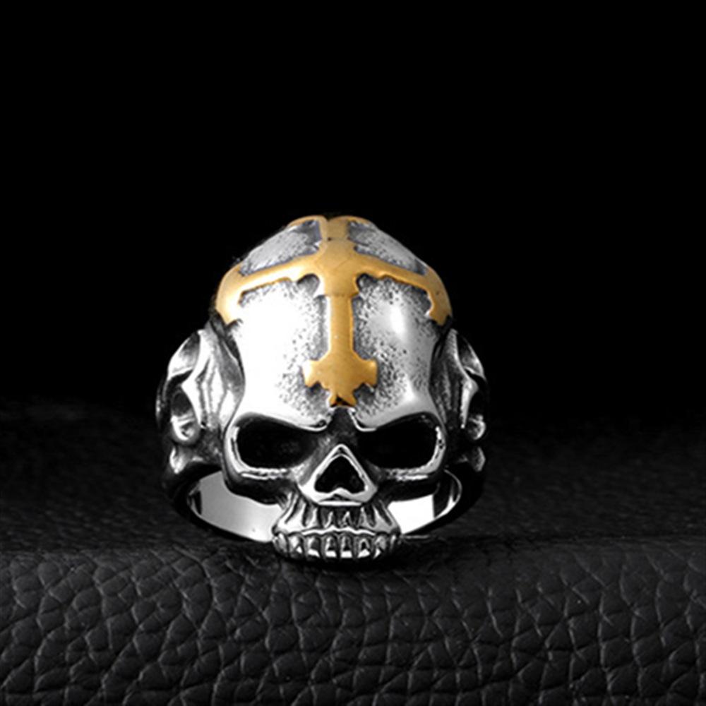 Men's Retro Punk Hand Jewelry Cross Skull Men's Ring