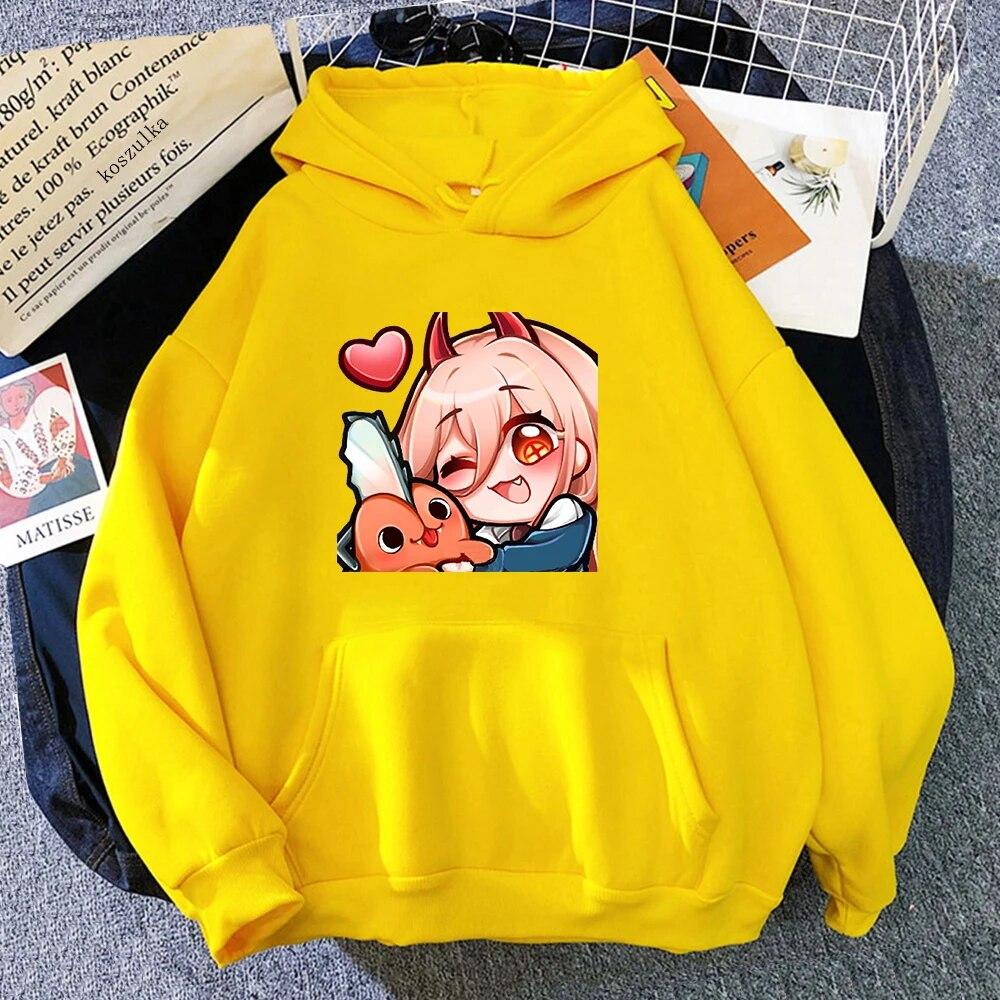 Anime Chainsaw Unisex Niedliche Pochita Power Hoodies Winter Warm Unisex/Damen Frühling/Herbst Unisex Sweatshirt Ästhetische Harajuku Sudaderas Unisex