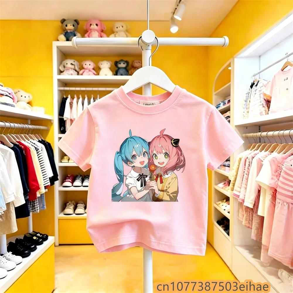 Hatsune Miku Collaborates on Future MIKU Line Style Short Sleeved Pure Cotton Printed New Casual Boy and Girl Clothing