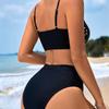 New Popular European and American Hollow Laser Cut Flower High Waist Bikini Sexy Split Swimsuit Women