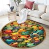 Frogs Round Area Rug,Carpet Rug for Living Room Bedroom Sofa Playroom Decor,Non-slip Floor Mat