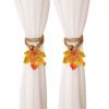 2Pcs Handcrafted Autumn Curtain Hold Back Simulated Maple Leaf Fall Leaf Curtain Strap  Thanksgiving