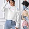 Women's Short Top European and American Women's Clothing Hand Crochet Collage Turtleneck Pullover Loose Casual Bottoming Shirt