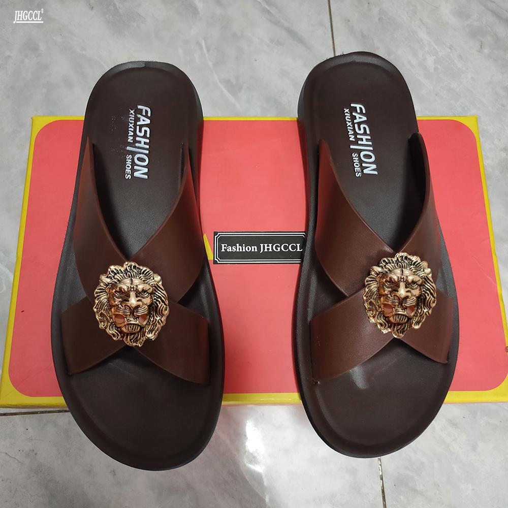 Nové stylové pánské žabky, ležérní pantofle z hovězí kůže, značkové kožené plážové boty, dámské, nadměrná velikost 46, 47, sandály dámské