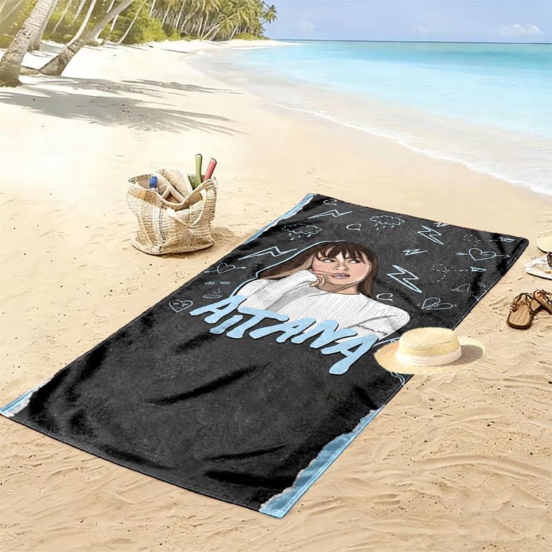 Aitana Print Beach Towel, Large Soft Quick Dry Towel for Beach Camping Swimming