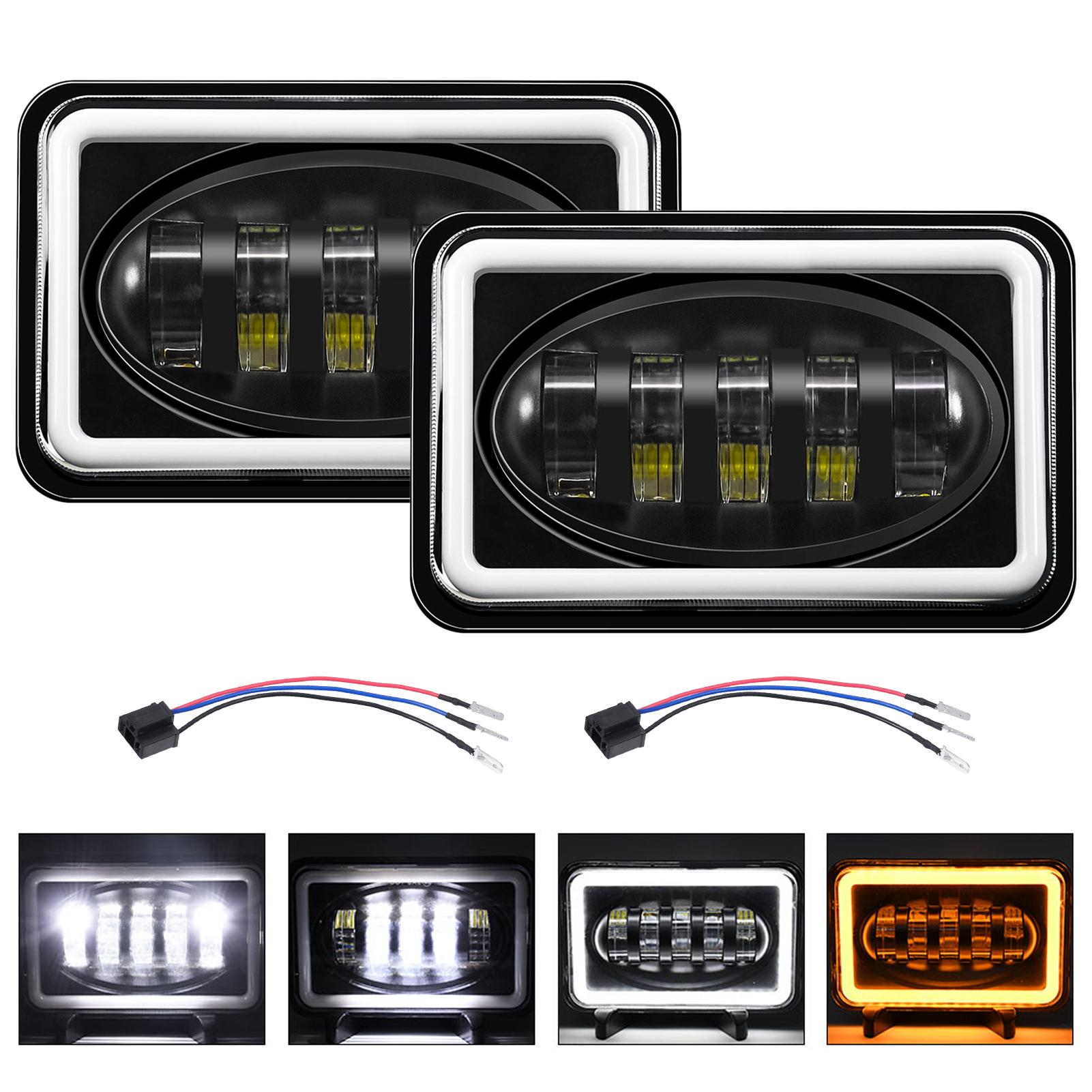 

2 шт. 5-дюймовые светодиодные фары, 4x6 прямоугольные фары с дальним и ближним светом, совместимые с указателями поворота DRL