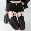 Medias de Tirantes con Cruz de Terciopelo Plateado para Niñas Finas Japonesas Lolita Medias de Cosplay Hasta el Muslo Calcetines por Encima de la Rodilla