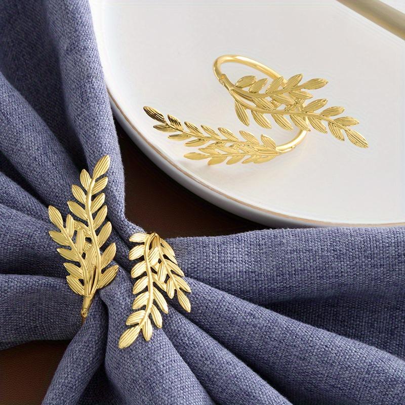4pcs Restaurant Harvest Festival Golden Wheat Napkin Ring Thanksgiving Napkin Buckle Metal Napkin Ring