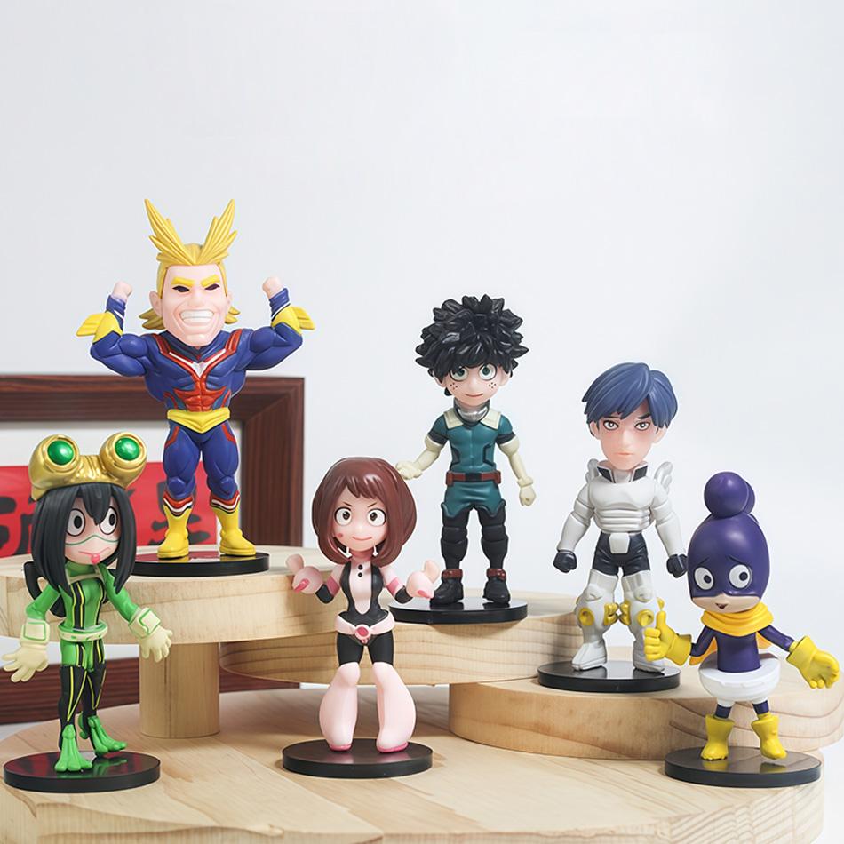 6PCS My Hero Academia Anime Figure Deku Midoriya Izuku Bakugou Katsuki Dabi All Might Boku Action no Poseable Articulated Scale Detailed Movable