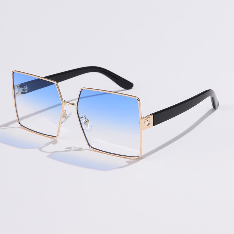 New Oversized Square Sunglasses Women New Vintage Brand Metal Sun Glasses Men Shades Retro Flat Top Eyeglasses UV400