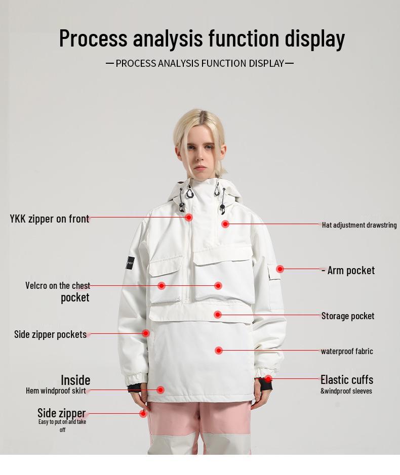 New American Style Waterproof Ski Suit: Warm Snowboard Jacket with Multi-Pocket Design for Men and Women