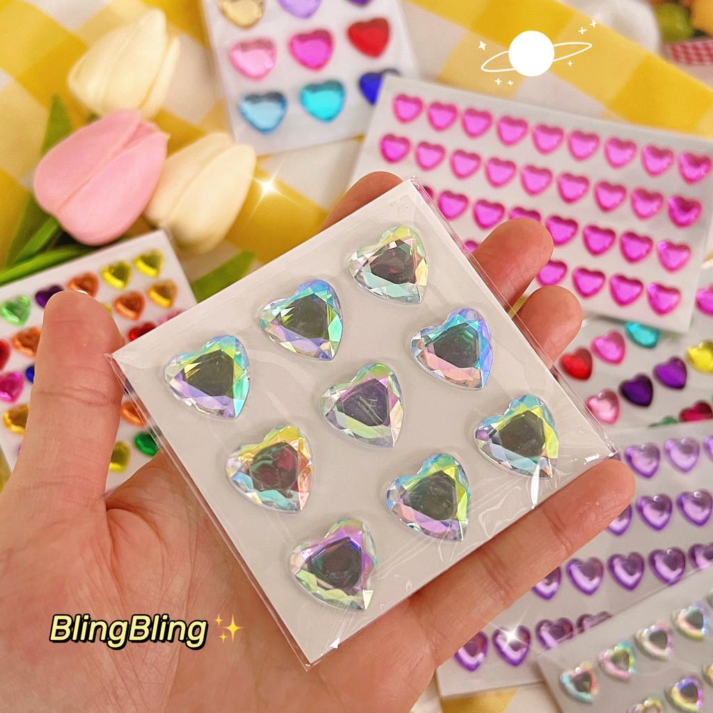 Shining Diamond Crystal Stickers Love Girl Laser Phone Stickers Children Girls 3D Stereoscopic Small Stickers