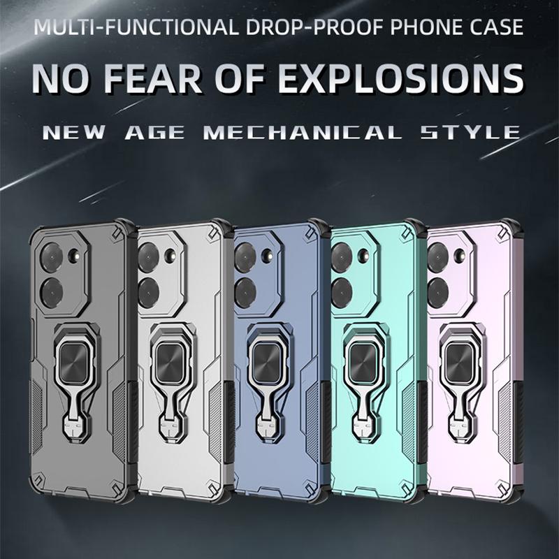 KEYSION Shockproof Armor Case for Redmi A5 4G Soft Silicone+PC Upright Metal Ring Stand Phone Back Cover for Xiaomi POCO C71