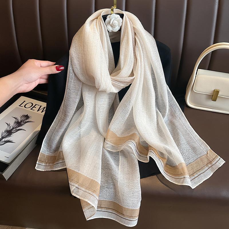 Long Silk Wool Scarf Shawls And Wraps For Women Solid Foulard Pashmina Poncho Female Summer Sunscreen Scarves Hijab Bandana