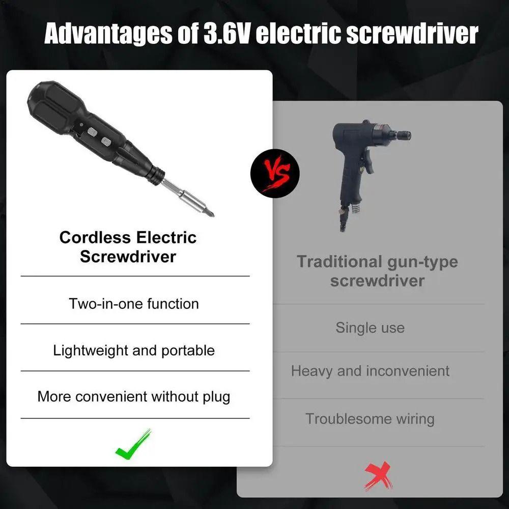 Chrome Vanadium Steel Cordless Screwdriver LED Lights Power Screw Driver  Tool Kit