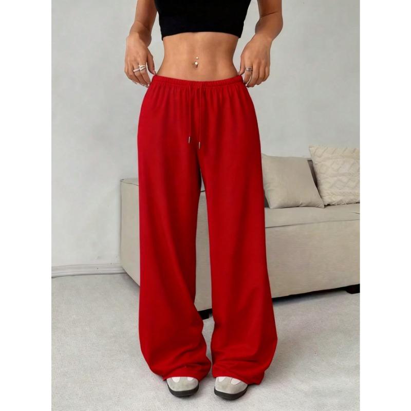 Ladies' Casual Wide Leg Jogging Pants, Drawstring Elastic Waistband, Comfortable Loose Fit, Spring/Summer/Autumn Styles