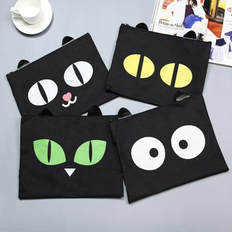 File Bag New Look Zipper A4 Cartoon Office Information Canvas Storage Creative Gifts School Students Supplies