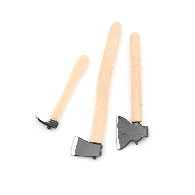 1/12 Dollhouse Miniature Simulation Hoe Farm Axe Spade Shovel Hoe Rake Watering Pot Hammer Farm Gardening Tools Accessories Set